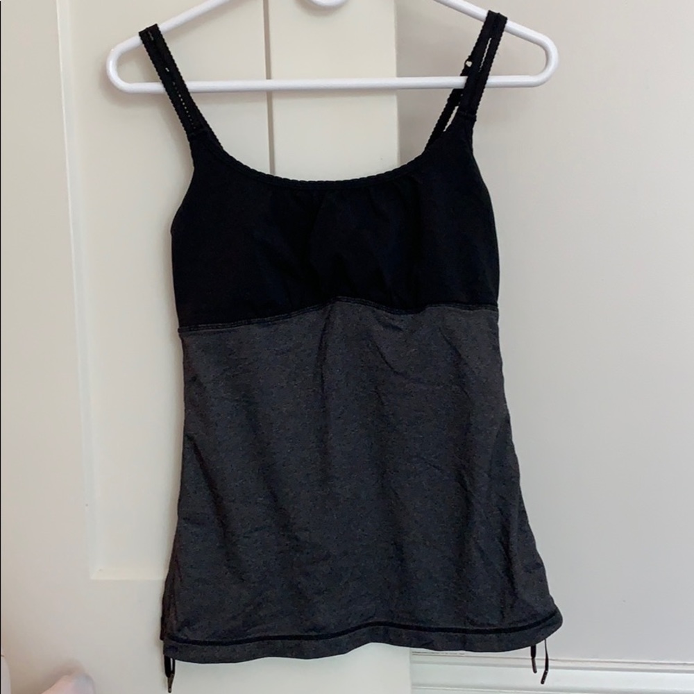 Lululemon black/grey tank with strap detail size 6